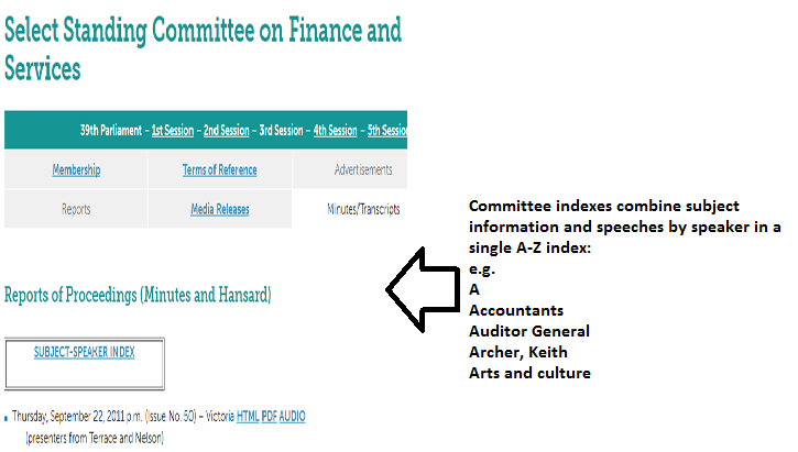 committee indexes 2013 earlier